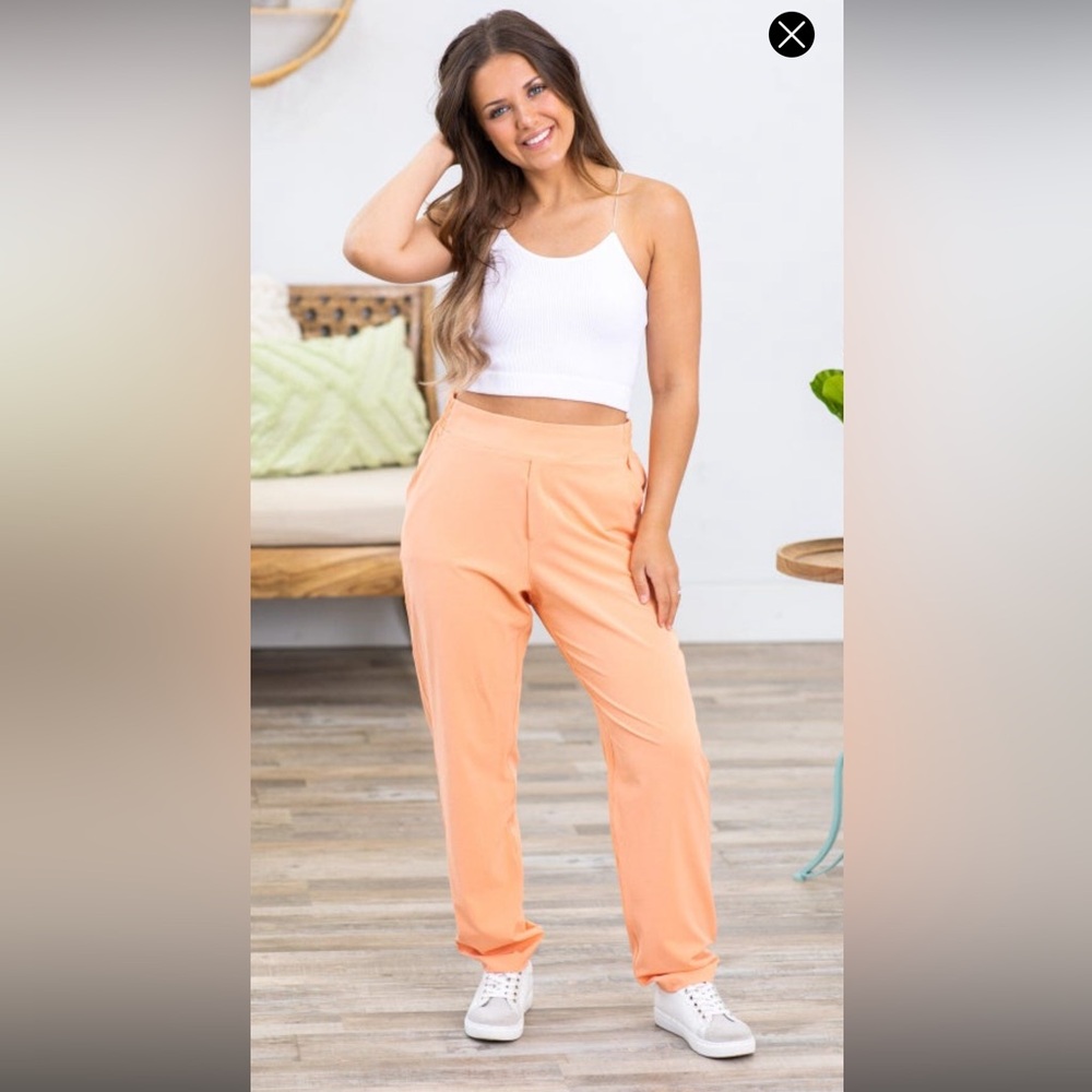 NWOT Peach Elastic Waist Pants